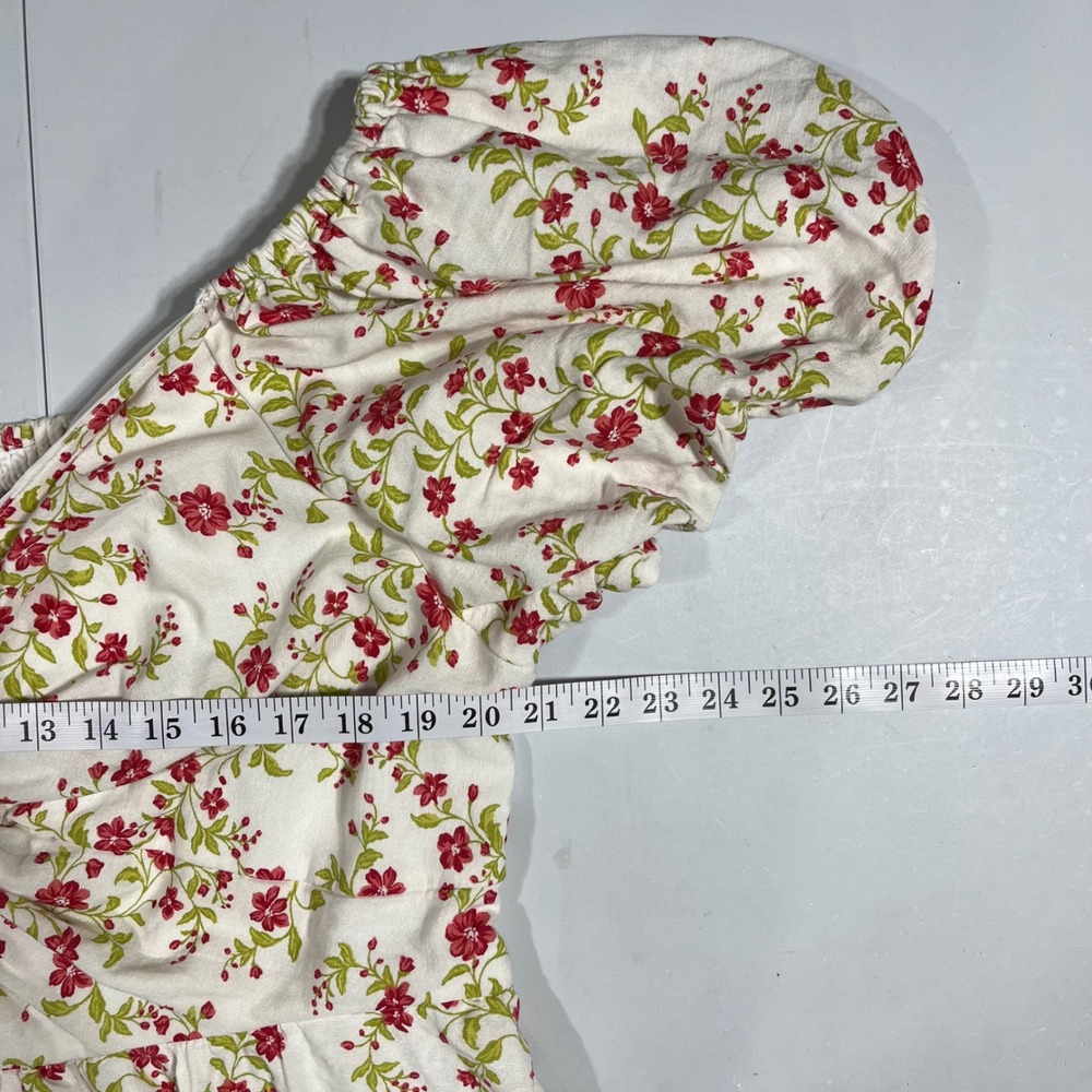 LEA Anthropologie Floral Boho Midi Dress Cotton Linen Cottagecore Womens 2x Chic - Picture 5 of 8